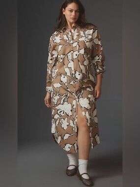 Anthropologie The Soren Long-Sleeve Shirt Dress by Maeve Size Small